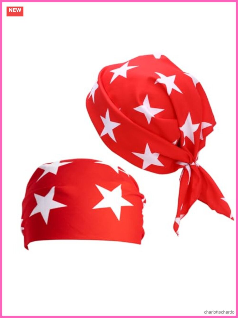 Red Star Print Bandana Wrestling Cosplay Accessory 100% Polyester